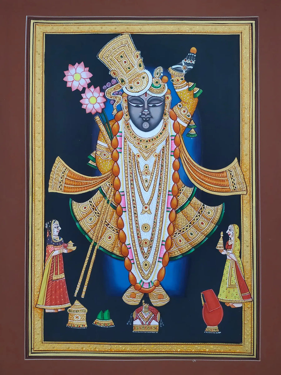 Lord Shrinathji and Gopis Pichwai Painting on Paper