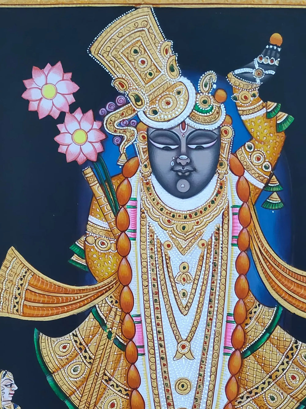 Lord Shrinathji And Gopis | Pichwai Painting | Watercolor On Paper | By Babu Lal Sharma