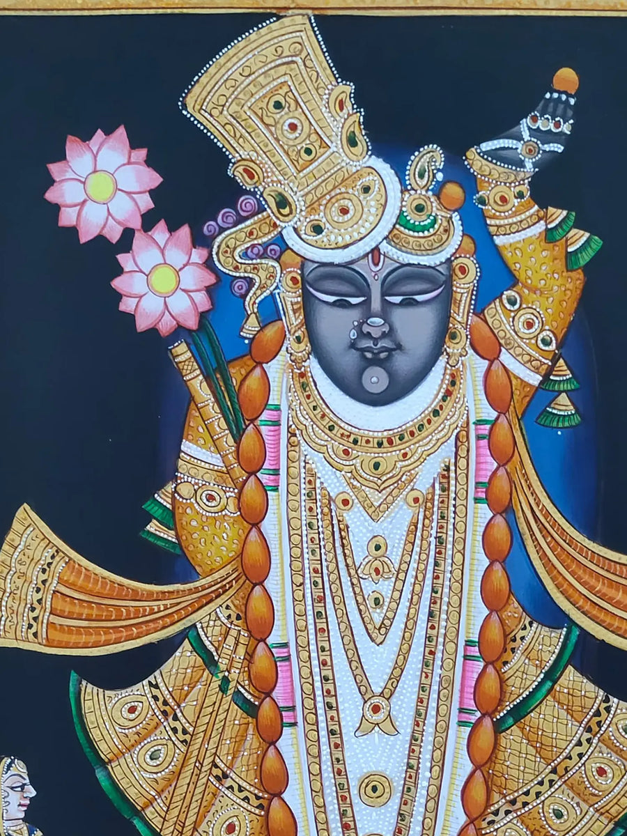 Lord Shrinathji and Gopis Pichwai Painting on Paper