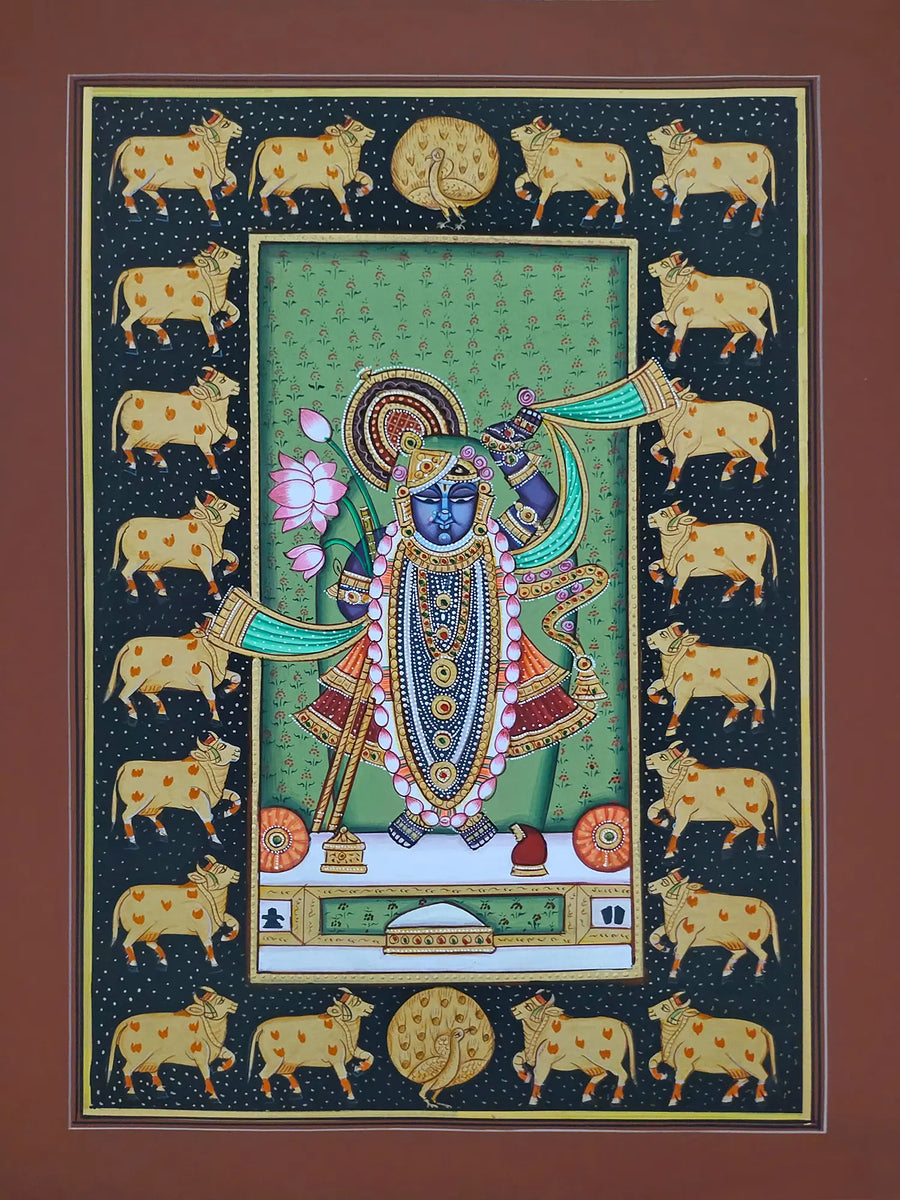 Shrinathji Beloved of Cows Pichwai Painting on Paper