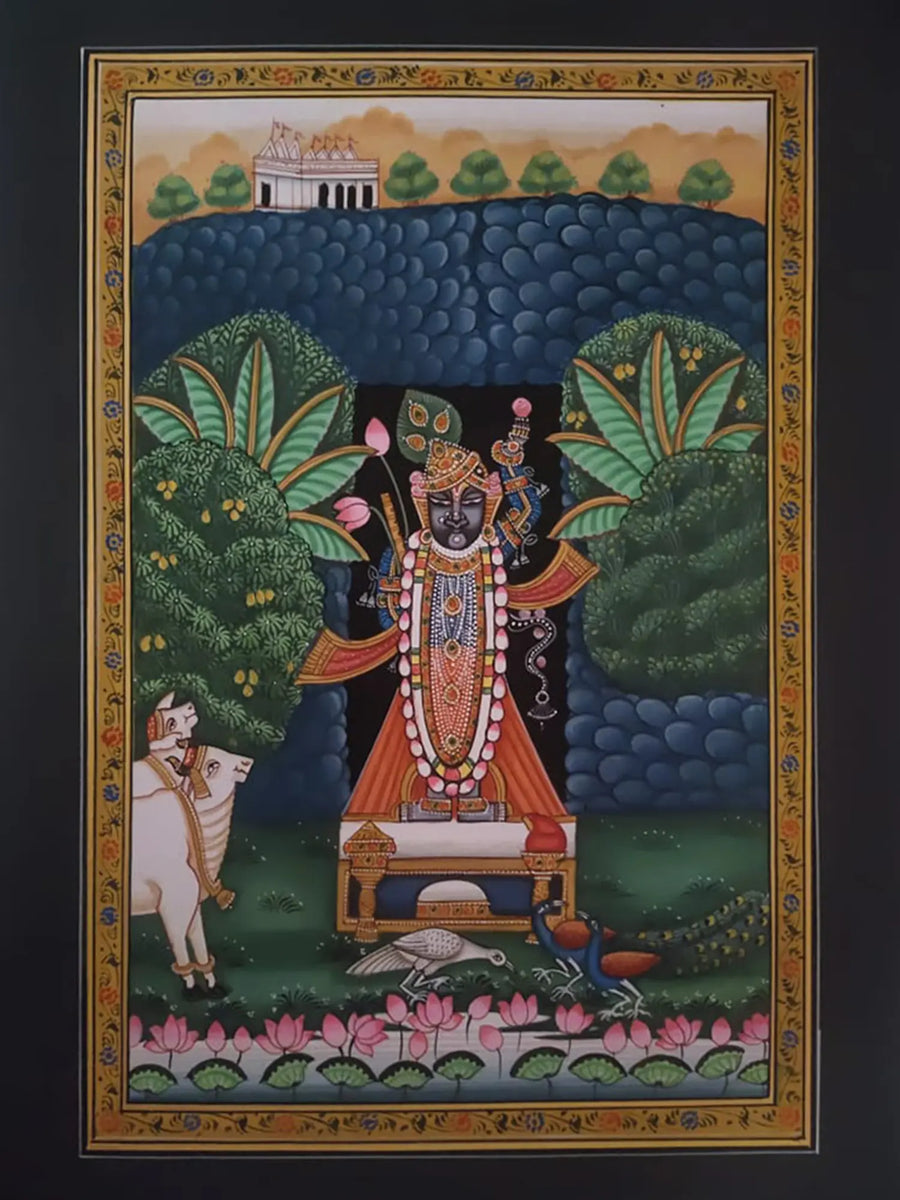 Shrinathji with Nature Pichwai Painting on Paper