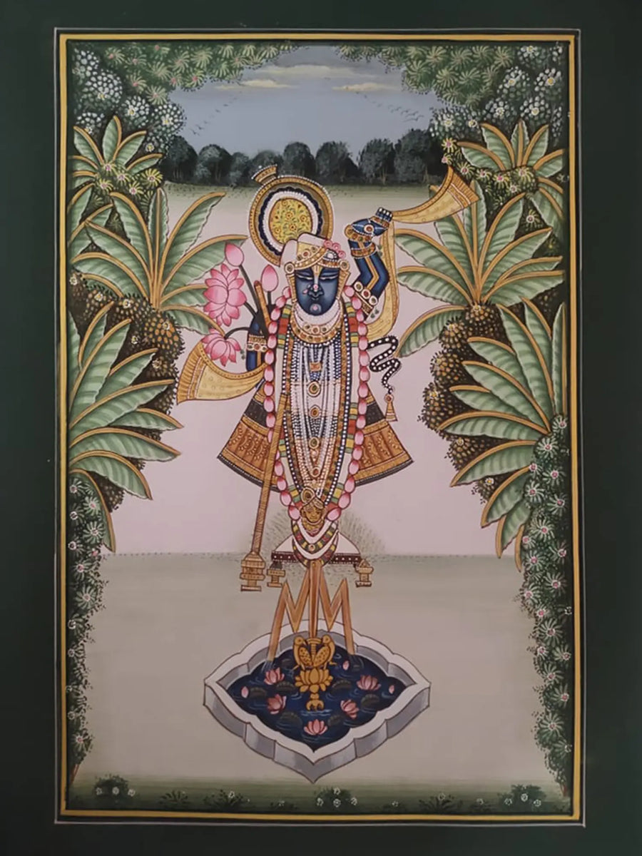 Lord Shrinathji under the Tree Pichwai Painting on Paper