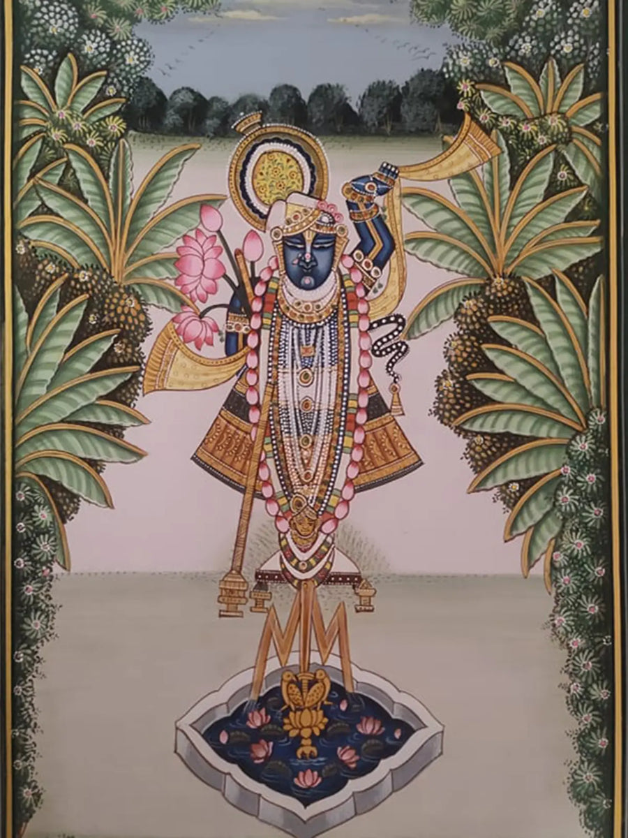 Lord Shrinathji under the Tree Pichwai Painting on Paper