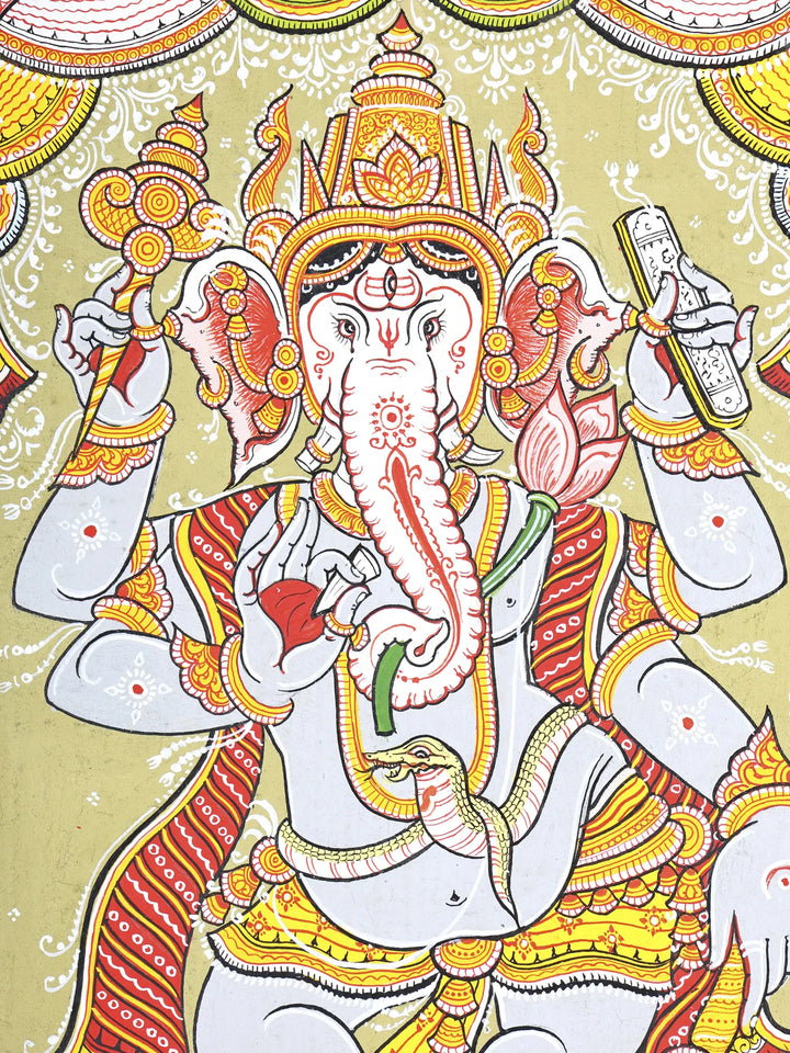Four Armed Dancing Lord Ganesha Pattachitra Painting on Canvas · view 2