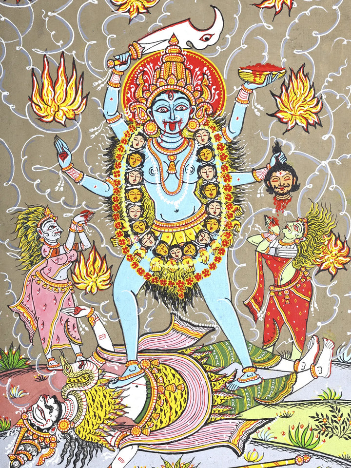 Goddess Kali Standing on Lord Shiva Pattachitra Painting on Canvas · view 2