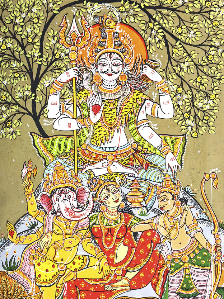 Shiva Parivar Pattachitra Painting on Canvas · view 2
