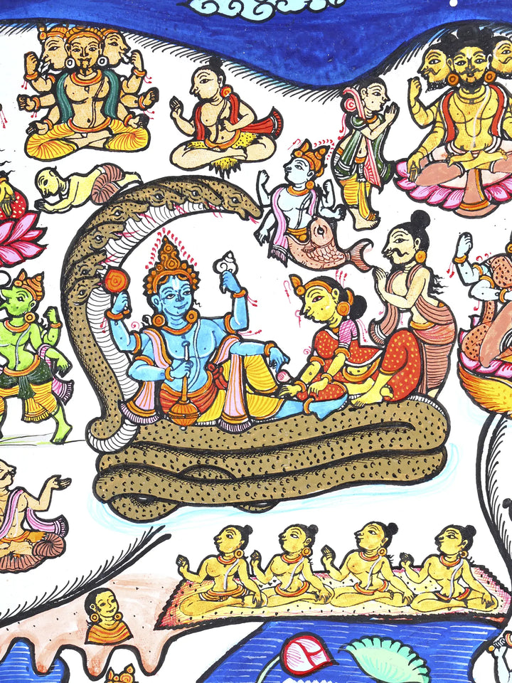 All Gods and Goddesses Inside the Cow Pattachitra Painting on Canvas · view 3