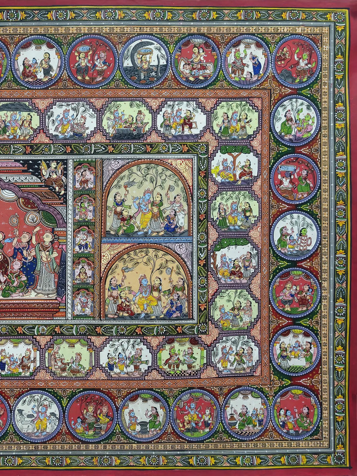 Lord Krishna'S Life Pattachitra Painting on Canvas · view 3