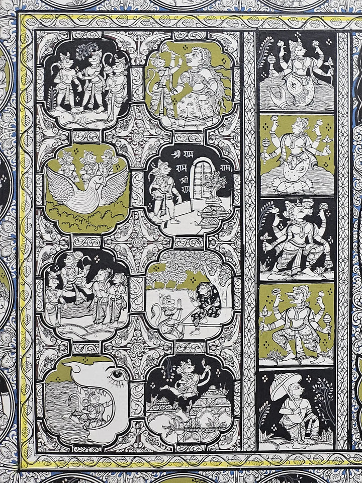 Ramayan Story Pattachitra Painting on Canvas · view 4