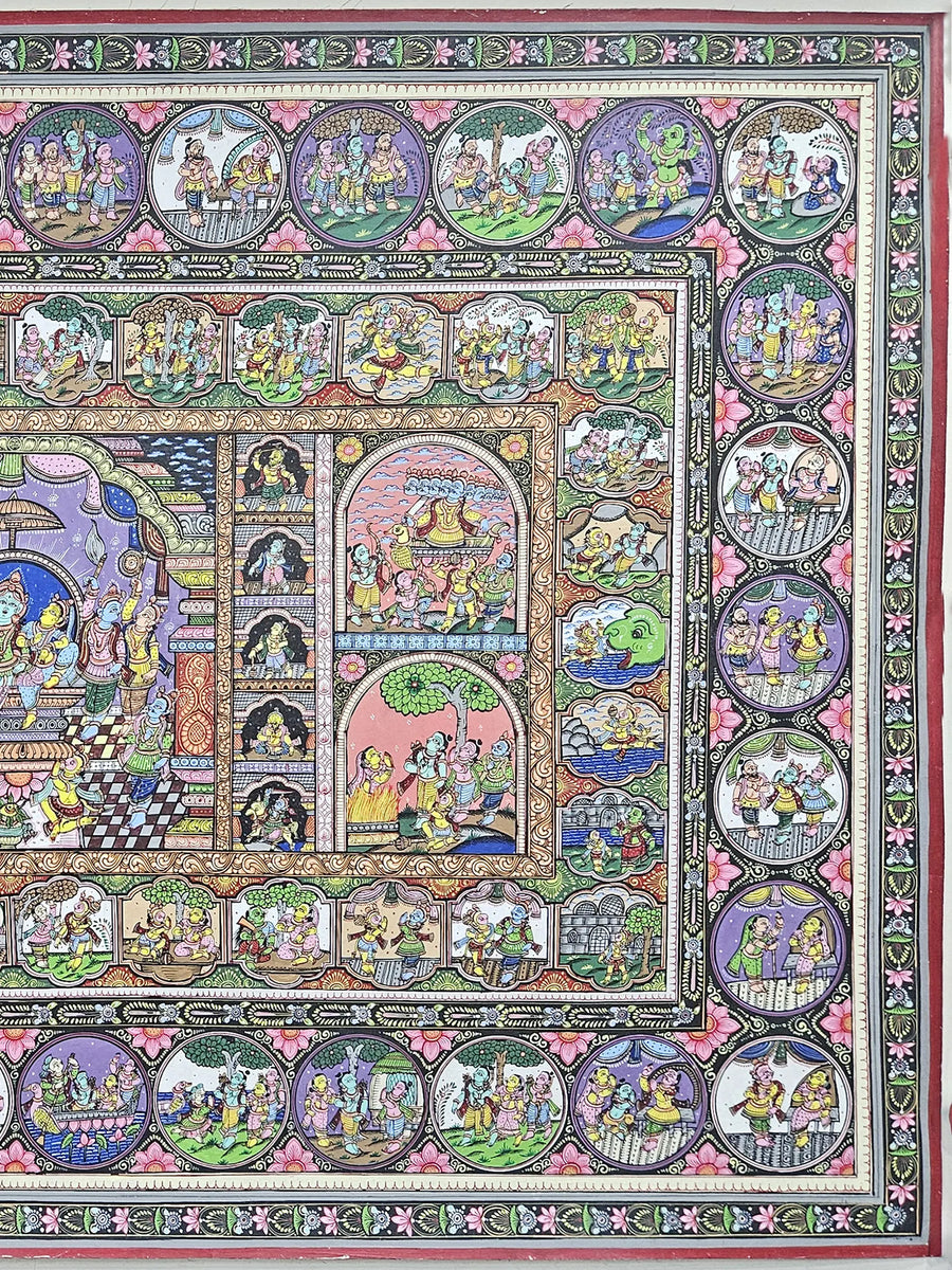 Ramayana (Lord Rama'S Darbar) Pattachitra Painting on Canvas