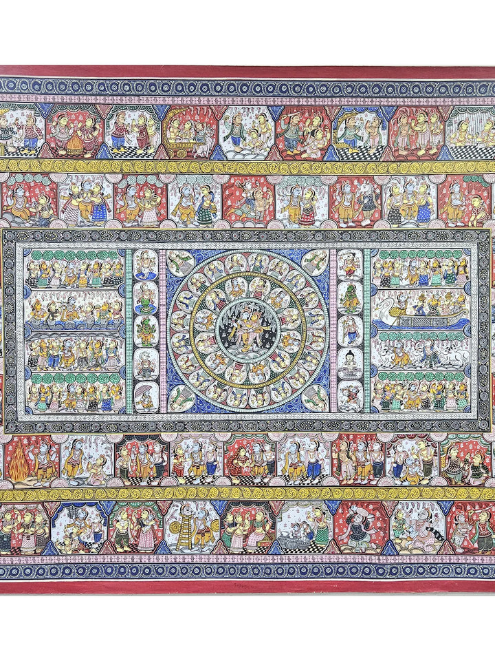 Krishna'S Life Story Pattachitra Painting on Canvas · view 2