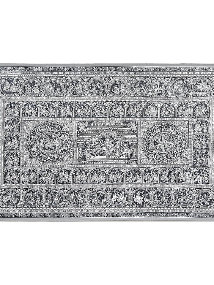 Krishna Rasleela with Gopis Pattachitra Painting on Canvas · view 1