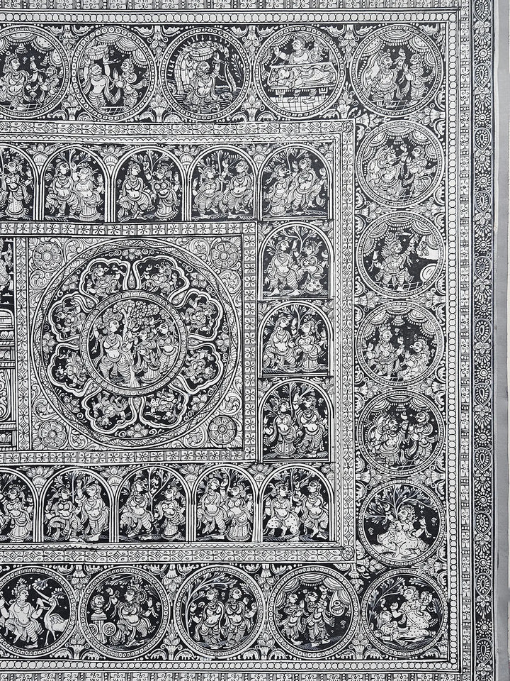 Krishna Rasleela with Gopis Pattachitra Painting on Canvas · view 2