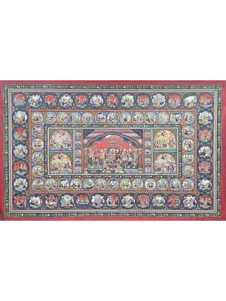 Lord Rama'S Darbar (Ramayan Story) Pattachitra Painting on Canvas · view 1