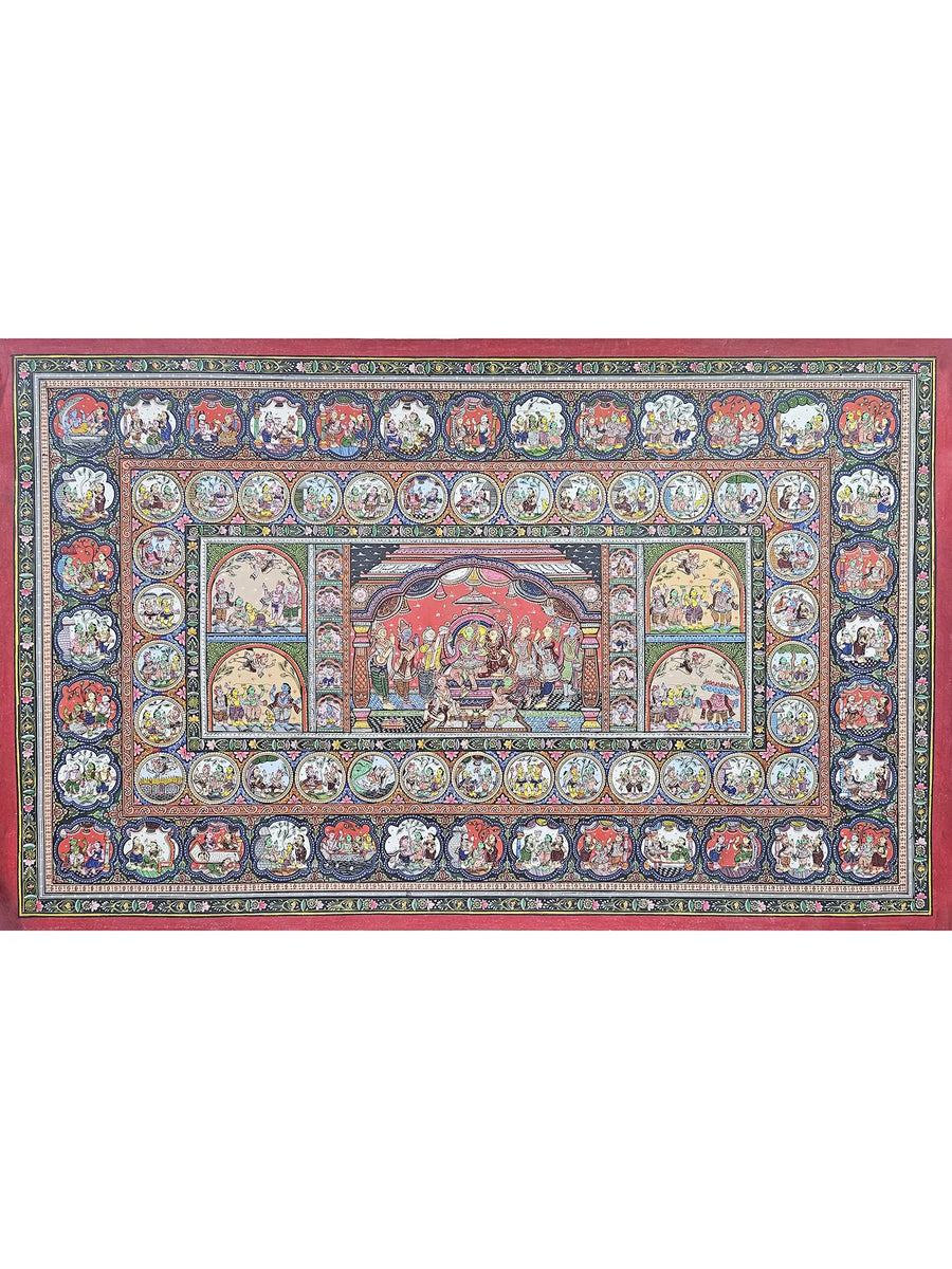 Lord Rama'S Darbar (Ramayan Story) Pattachitra Painting on Canvas