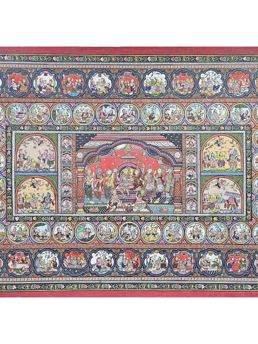 Lord Rama'S Darbar (Ramayan Story) Pattachitra Painting on Canvas