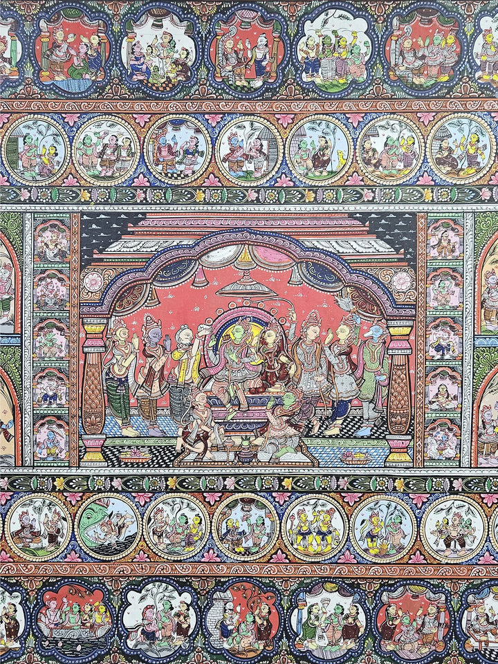 Lord Rama'S Darbar (Ramayan Story) Pattachitra Painting on Canvas · view 4