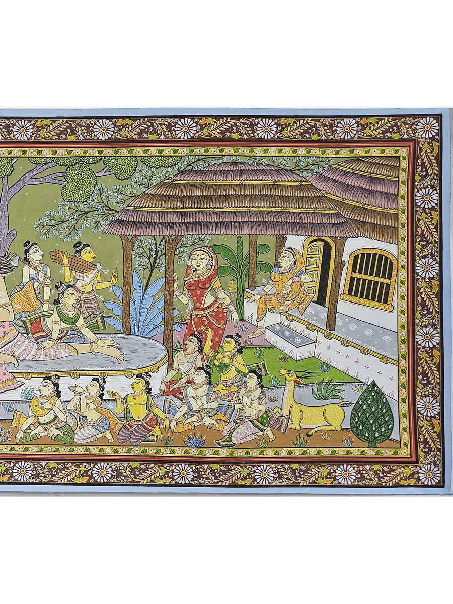 Lord Rama in Gurukul Pattachitra Painting on Canvas