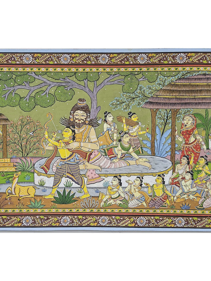 Lord Rama in Gurukul Pattachitra Painting on Canvas · view 4