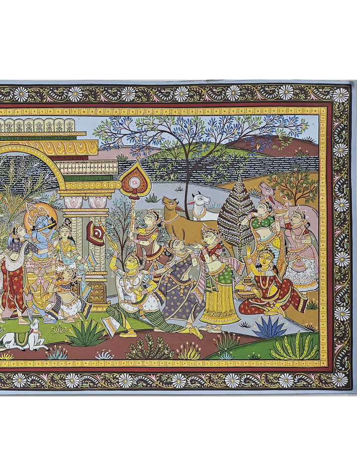 Krishna Rasleela Pattachitra Painting on Canvas · view 3