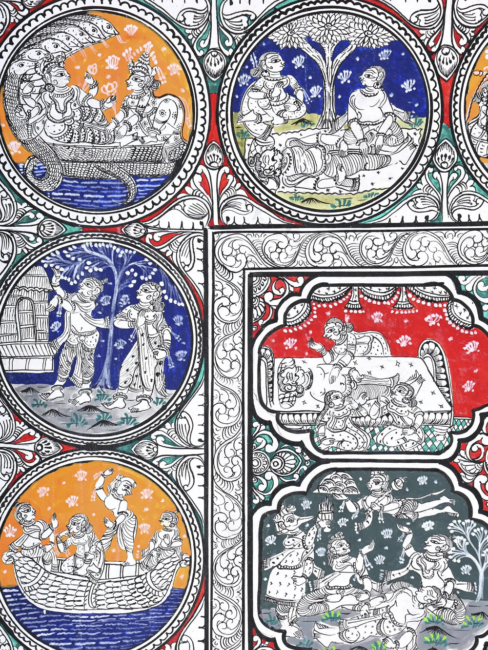 Shri Rama Darbar with Episodes of Ramayana | Superfine Pattachitra Painting from Odisha