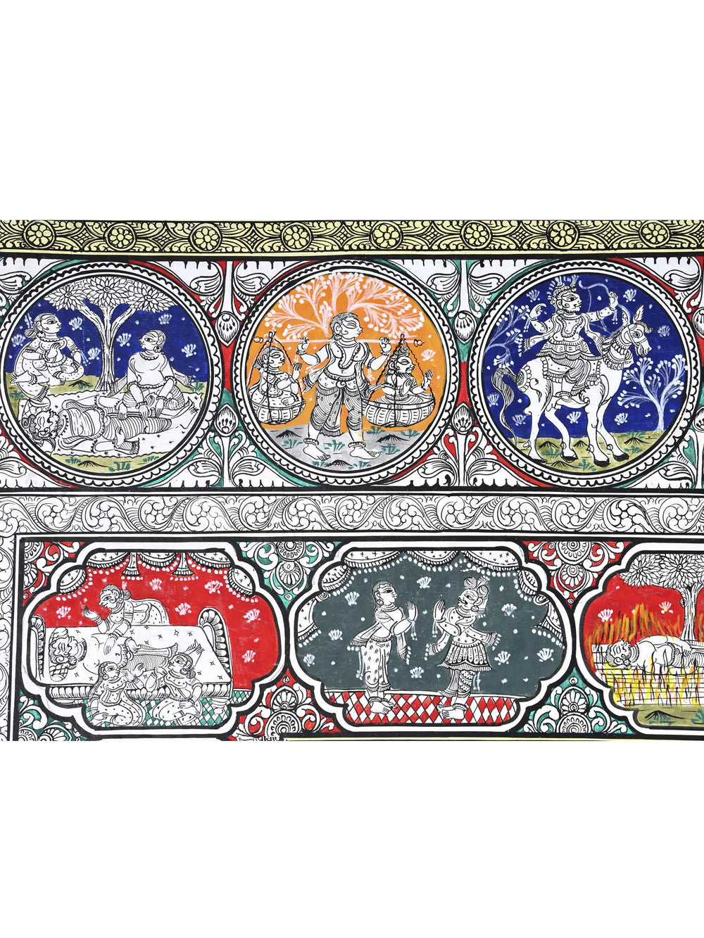 Shri Rama Darbar with Episodes of Ramayana | Superfine Pattachitra Painting from Odisha