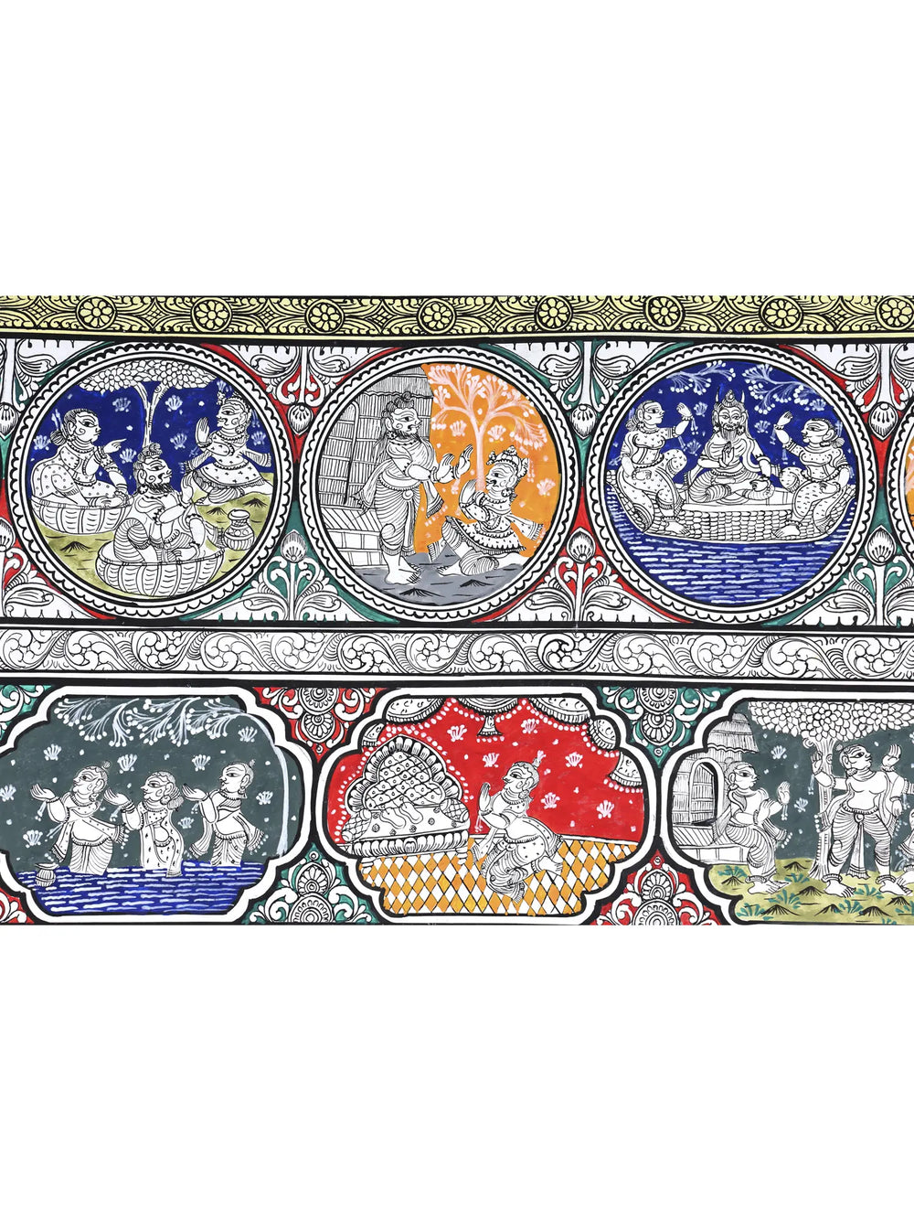 Shri Rama Darbar with Episodes of Ramayana | Superfine Pattachitra Painting from Odisha