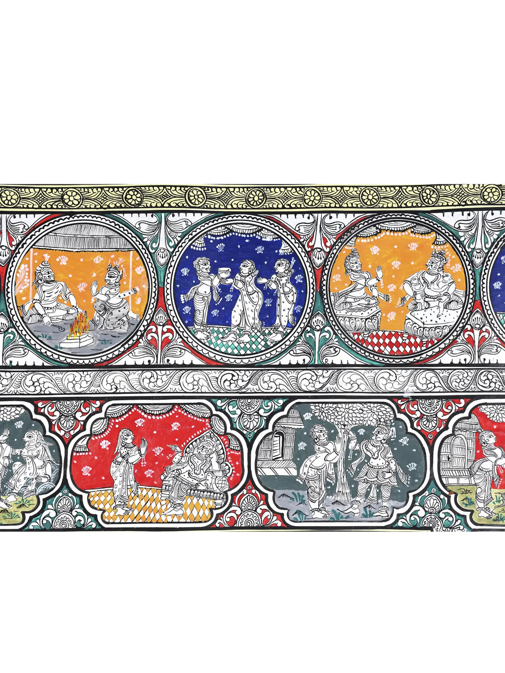Shri Rama Darbar with Episodes of Ramayana | Superfine Pattachitra Painting from Odisha