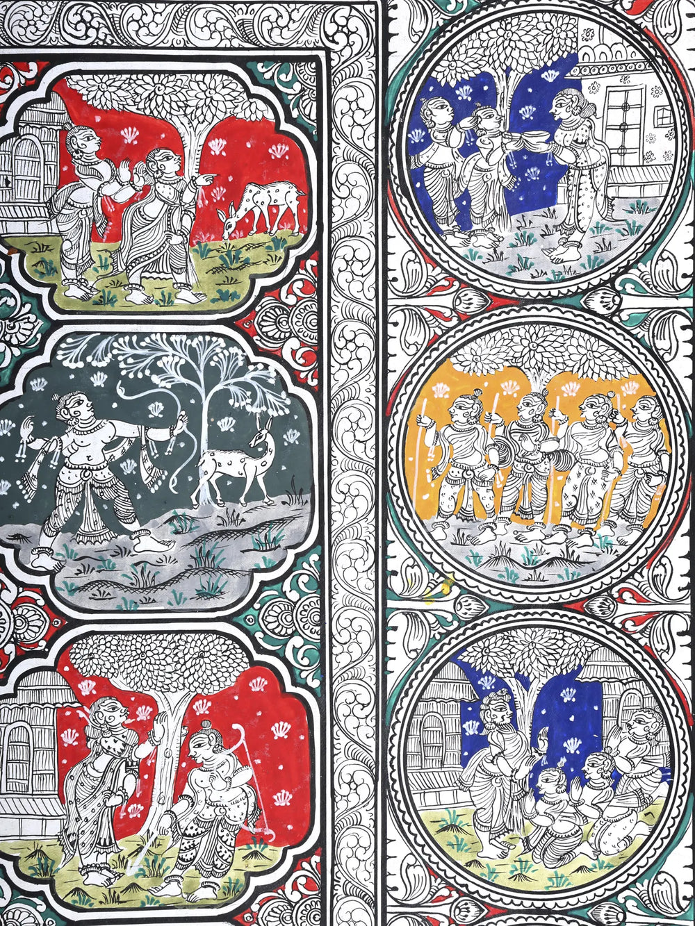 Shri Rama Darbar with Episodes of Ramayana | Superfine Pattachitra Painting from Odisha