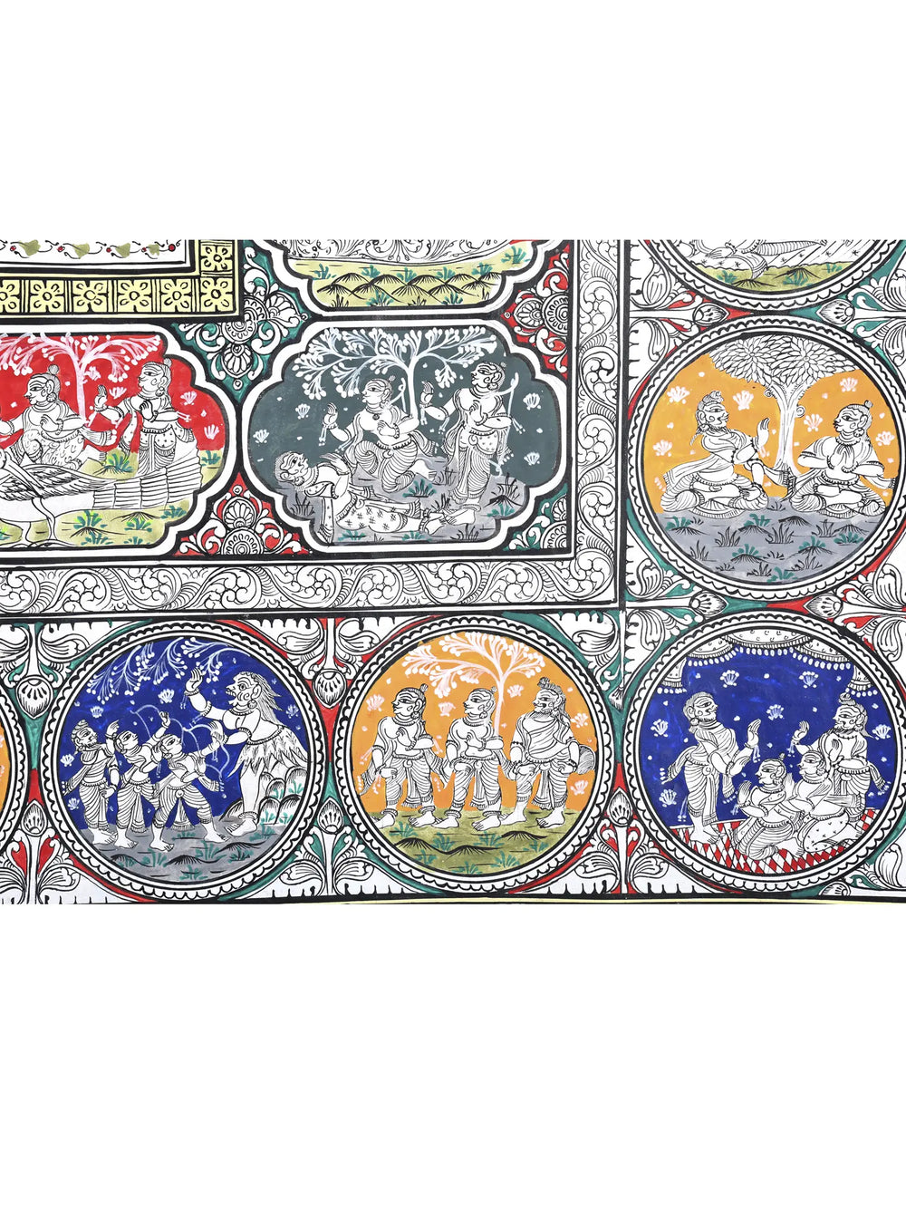 Shri Rama Darbar with Episodes of Ramayana | Superfine Pattachitra Painting from Odisha
