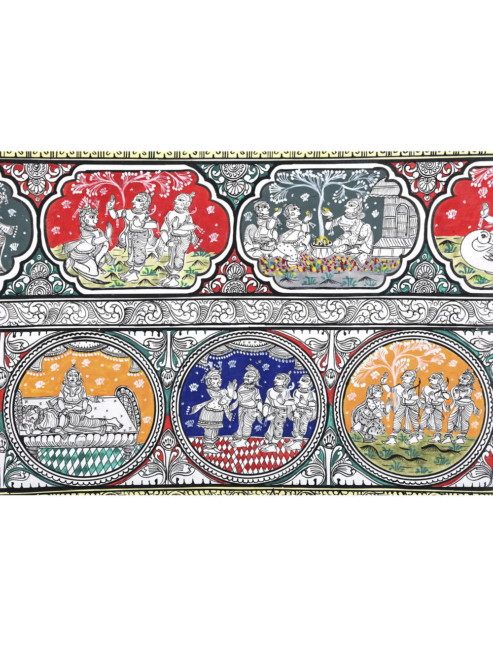 Shri Rama Darbar with Episodes of Ramayana | Superfine Pattachitra Painting from Odisha