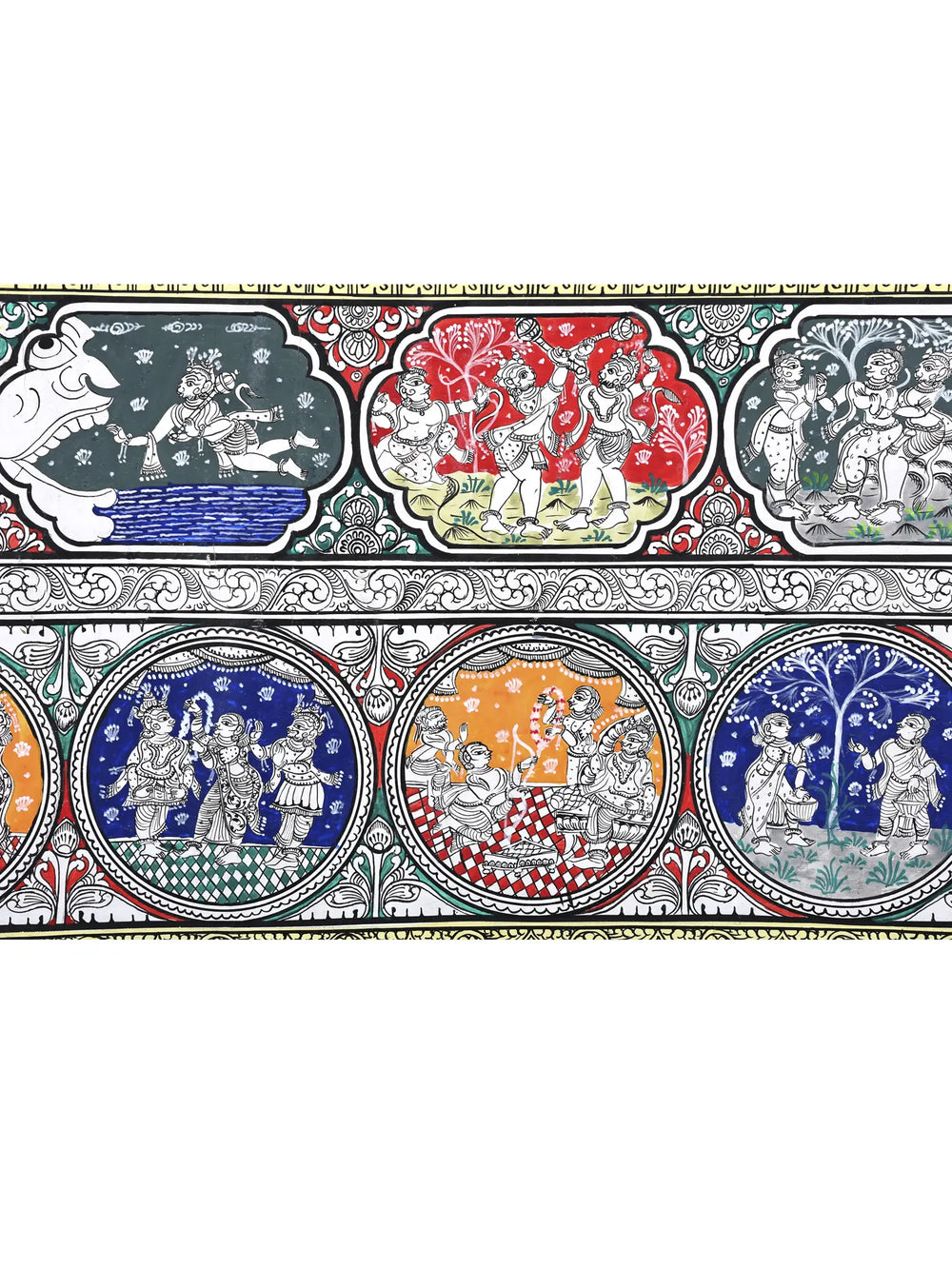 Shri Rama Darbar with Episodes of Ramayana | Superfine Pattachitra Painting from Odisha