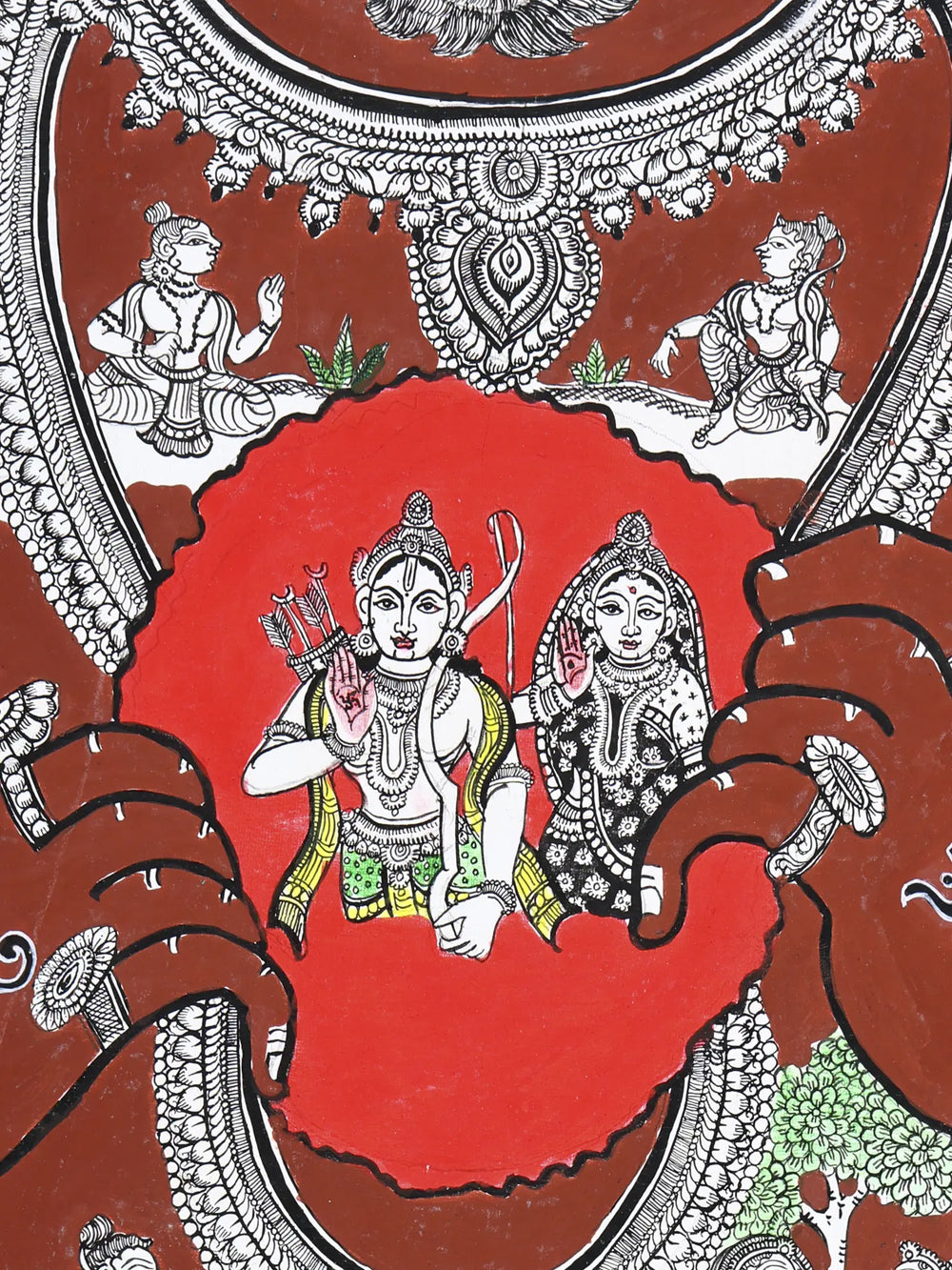 Standing Lord Hanuman with Episodes of Ramayana | Superfine Pattachitra Painting from Odisha