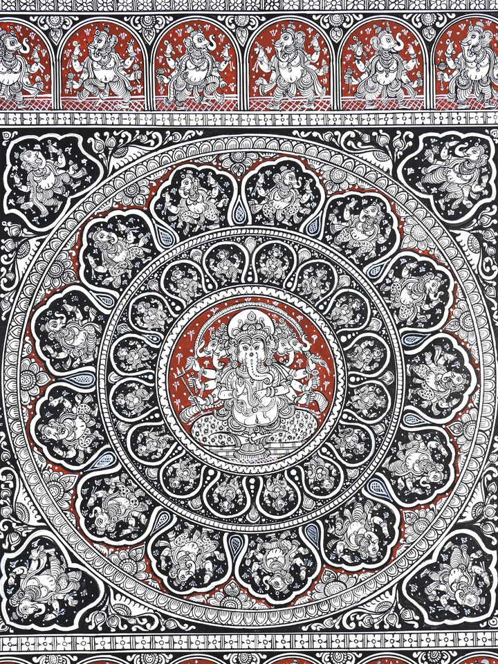 Episodes of Lord Ganesha's Life Story Pattachitra Painting on Canvas · view 3