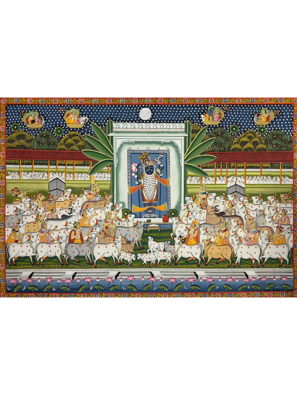 Shrinathji Gopashtami Pichwai Painting | Natural Color On Cloth | By Dheeraj Munot
