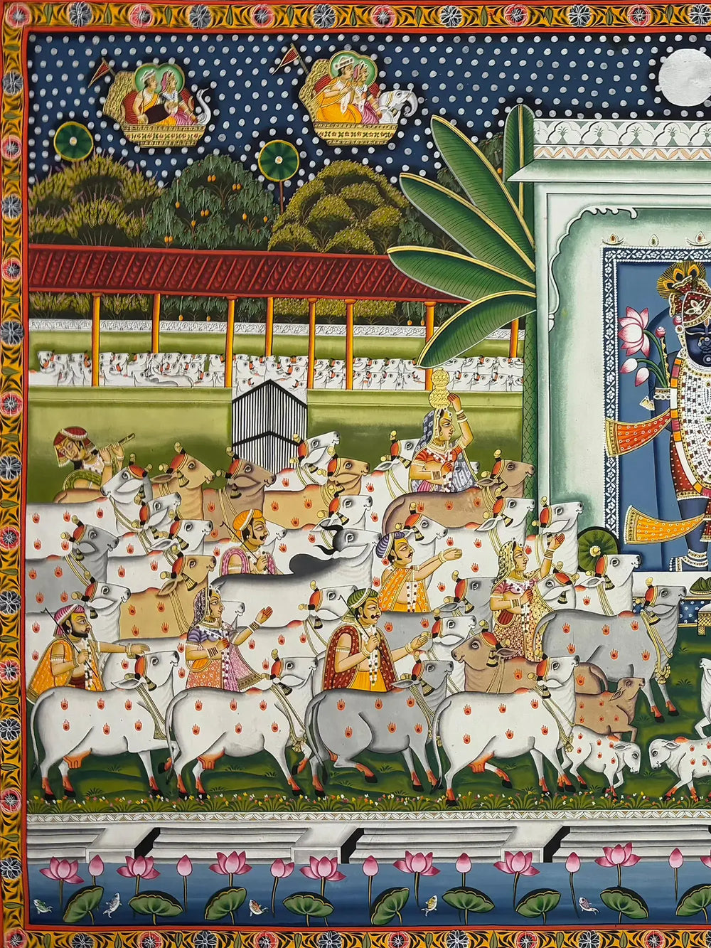 Shrinathji Gopashtami Pichwai Painting | Natural Color On Cloth | By Dheeraj Munot