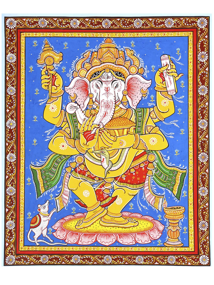 Dancing Lord Ganesha Pattachitra Painting on Canvas · view 1