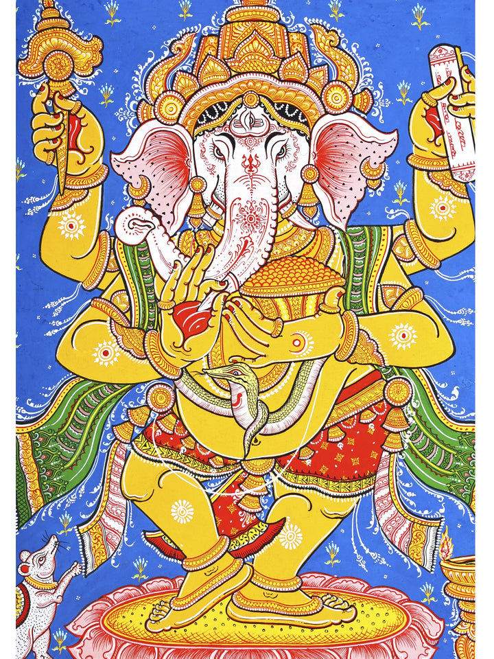 Dancing Lord Ganesha Pattachitra Painting on Canvas · view 2
