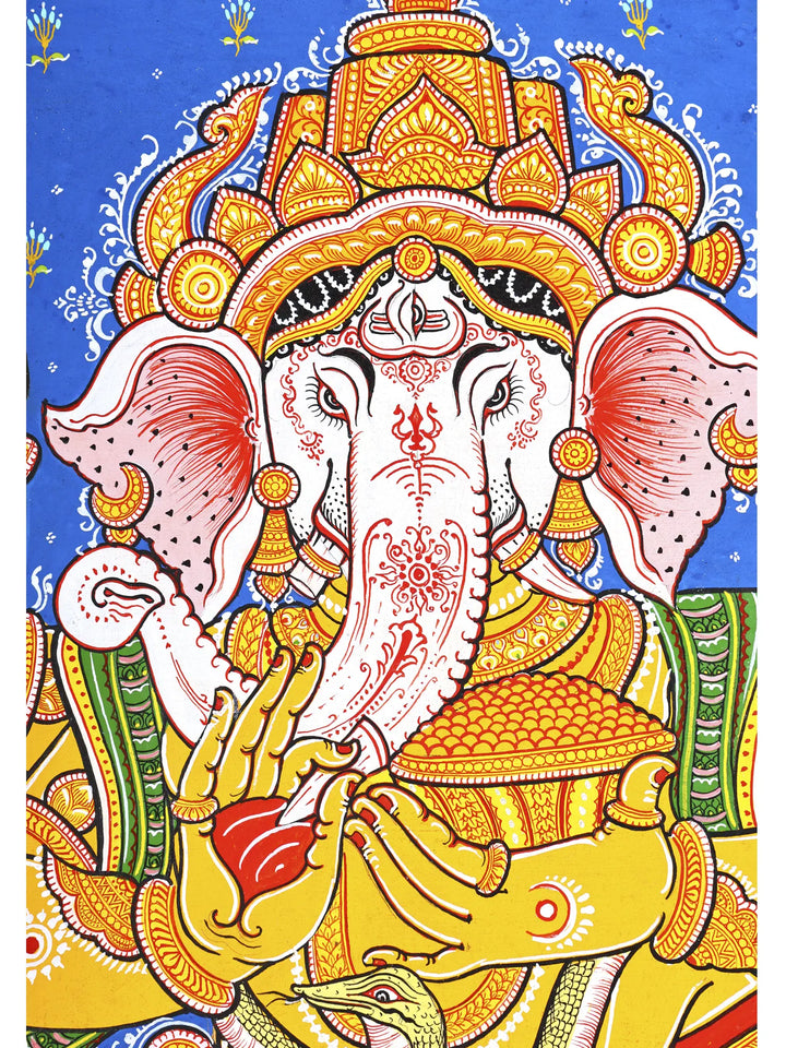 Dancing Lord Ganesha Pattachitra Painting on Canvas · view 3