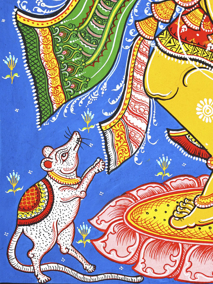 Dancing Lord Ganesha Pattachitra Painting on Canvas · view 4
