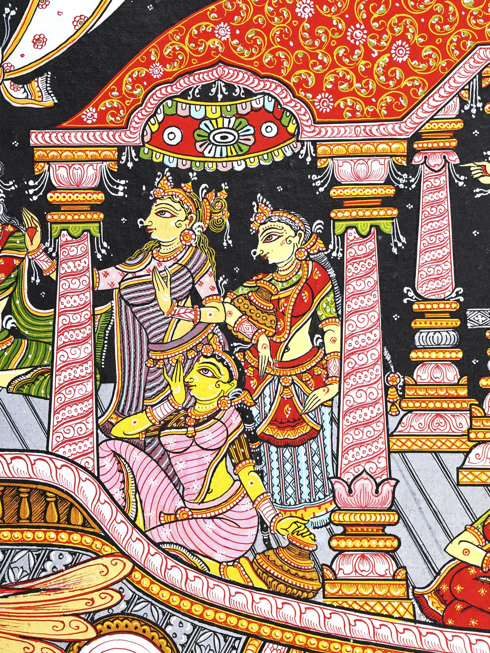 Nauka Vihar - Radha Krishna on Boat with Gopikas | Pattachitra Painting From Odisha