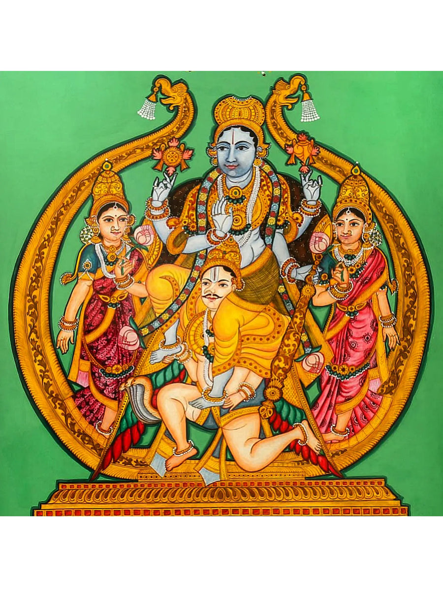 Melkote Cheluvanarayana Swamy (Lord Vishnu on Garuda with Rukmini and Satyabhama) Painting