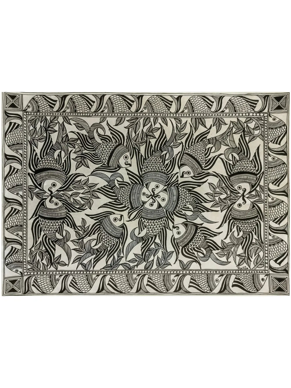 Matsya Raas Madhubani Painting | Fineliners On Paper | By Ruchi