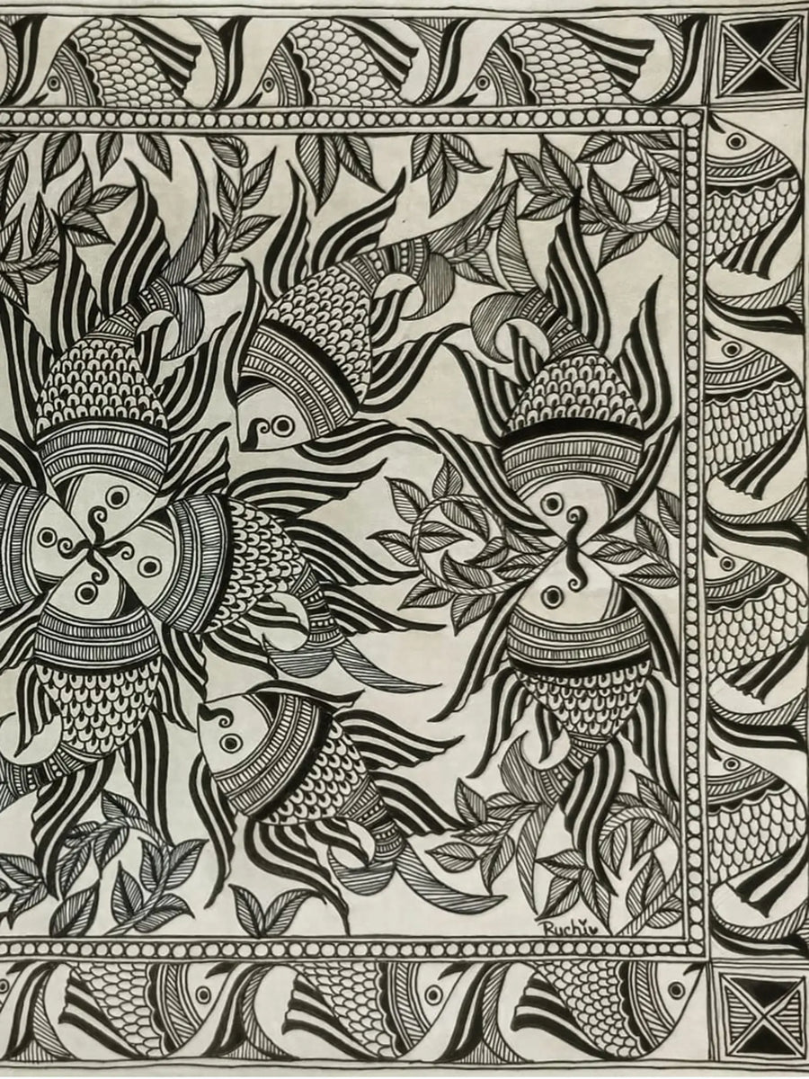 Matsya Raas Madhubani Painting on Paper