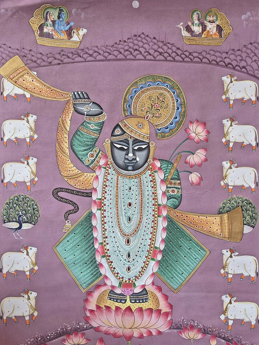Lord Shrinathji Pichwai Painting on Cotton