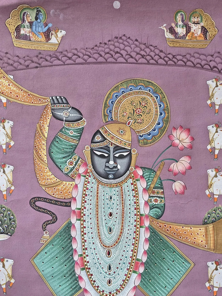 Lord Shrinathji Pichwai Painting on Cotton