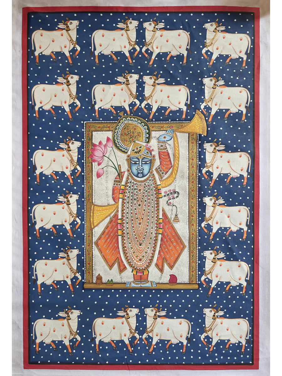 Lord Shrinathji Pichwai Painting on Cotton