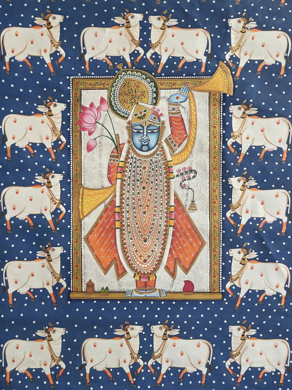 Pichwai Painting Of Lord Shrinathji | Watercolor On Cotton