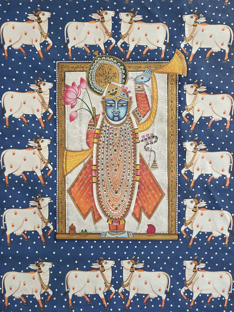 Lord Shrinathji Pichwai Painting on Cotton