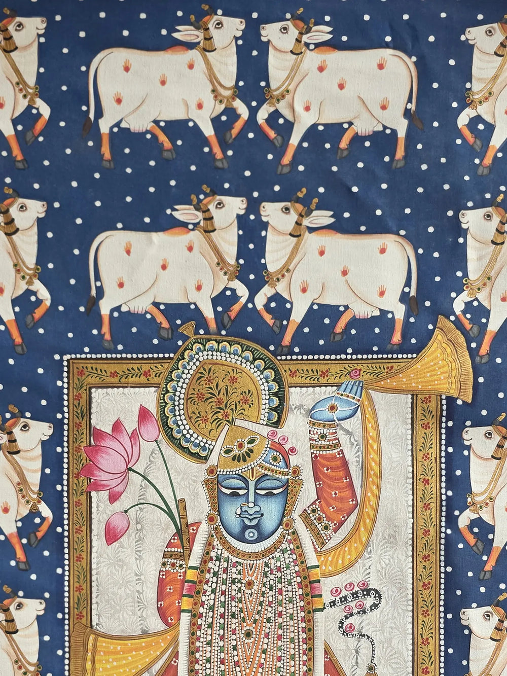 Pichwai Painting Of Lord Shrinathji | Watercolor On Cotton